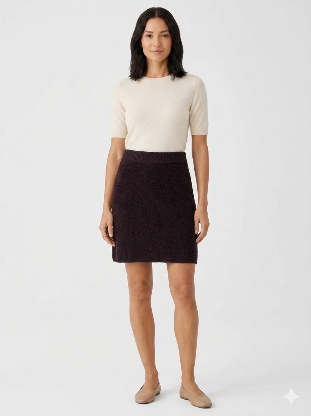 Eileen Fisher Boucle Knit Pencil Skirt Black size Large